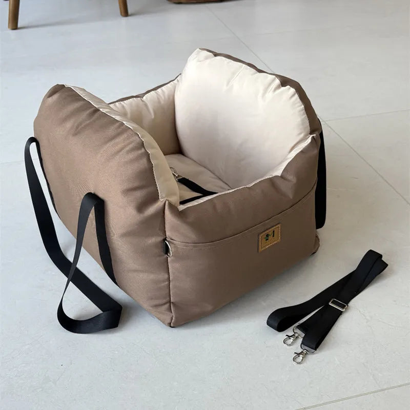 Washable Small Dog Car Seat Booster Bed | Soft Cotton Pet Carrier Nest