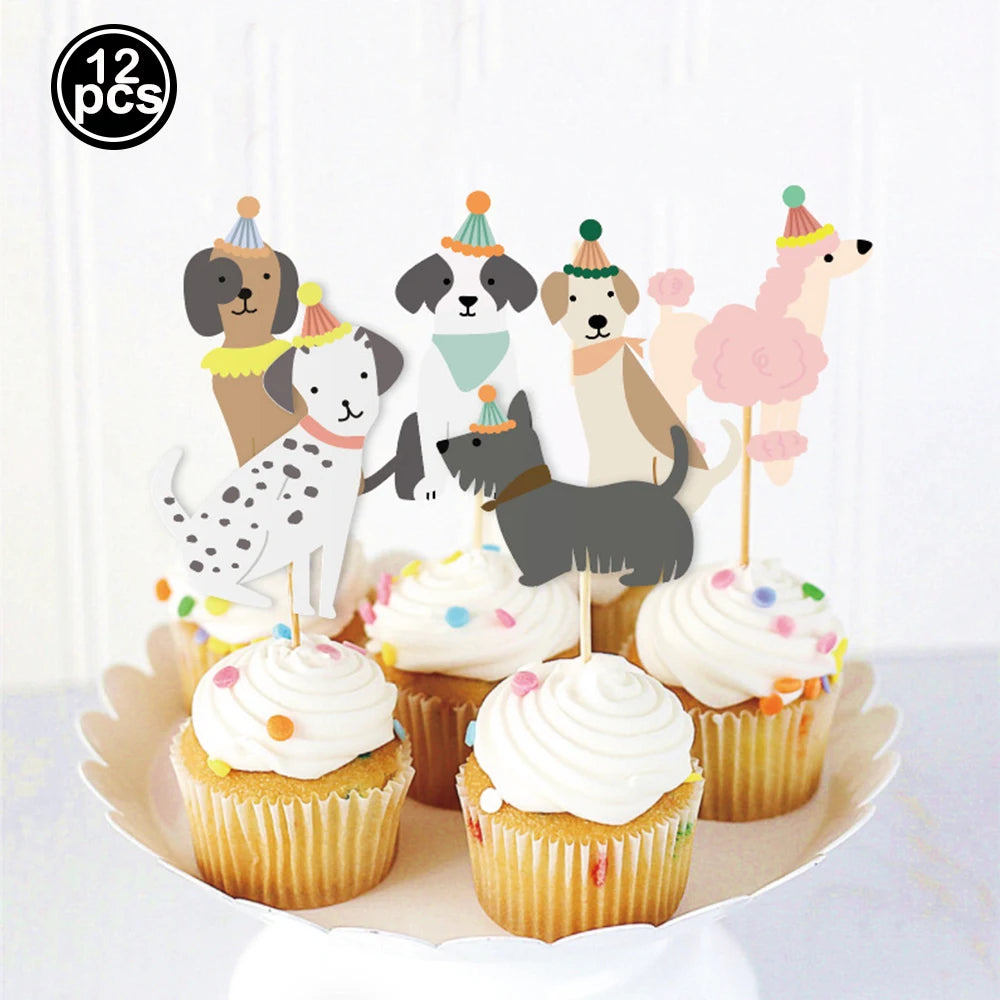 Dog Birthday Party Decoration Set – Banner, Balloons & Cake Decor for Pets