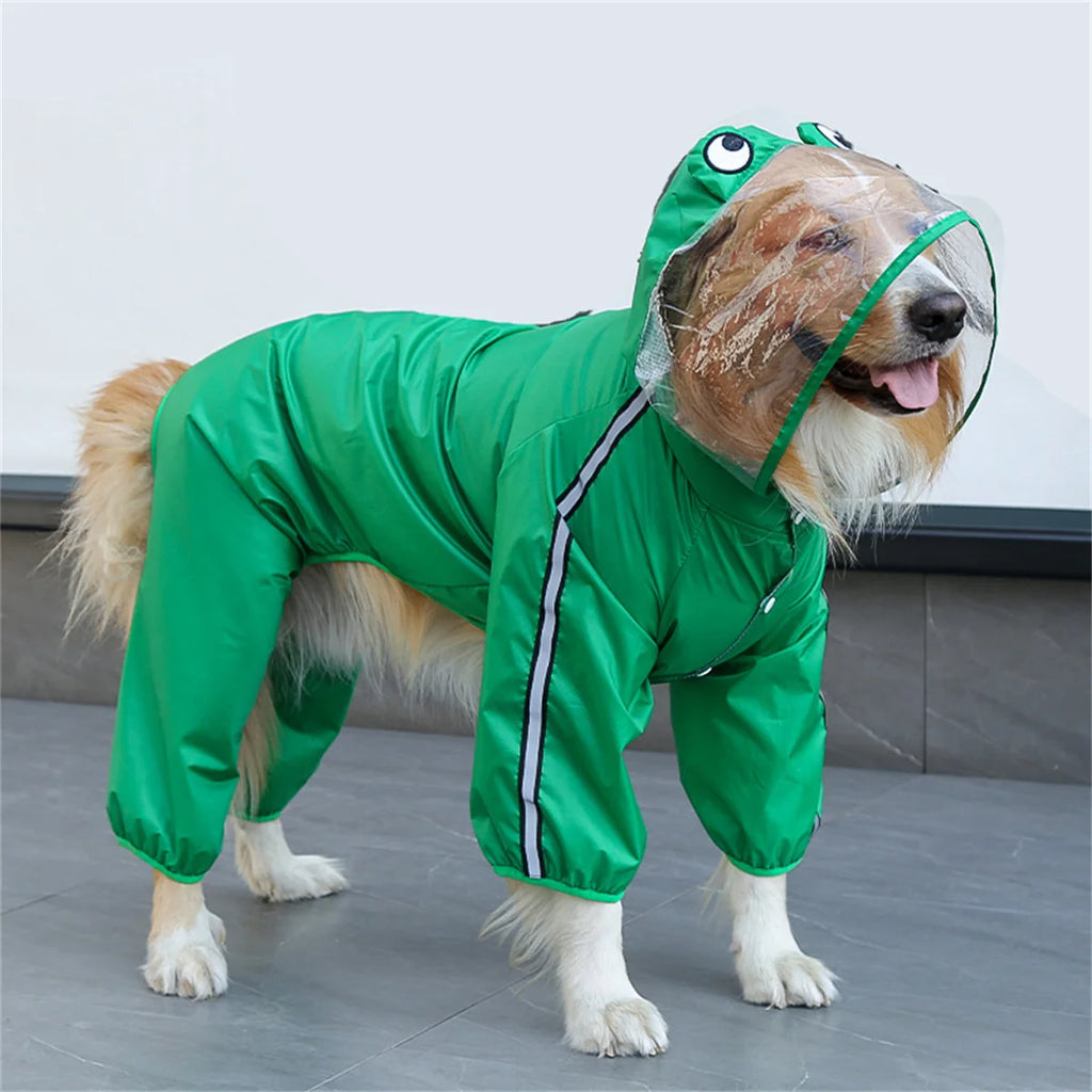 Waterproof Dog Raincoat with Hood – Reflective Adjustable Rain Jacket for Small to Large Dogs