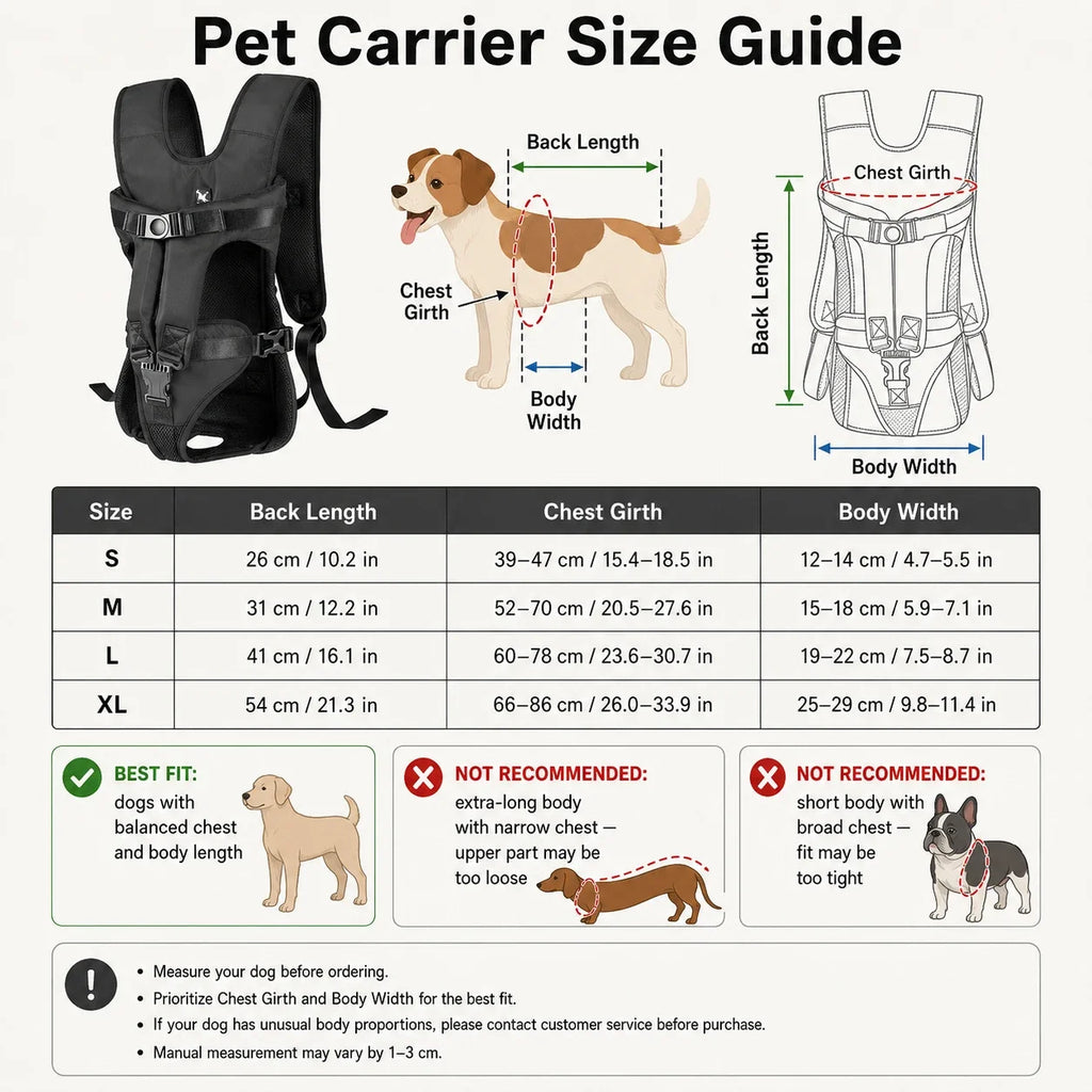 Pet Carrier Backpack for Dogs & Cats | Breathable Oxford Cloth, Padded Shoulder Straps | S–XL