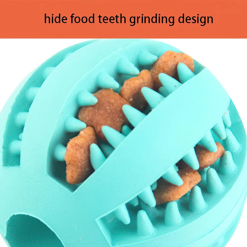 Natural Rubber Dog Chew Ball Toy – Teeth Cleaning Interactive Treat Ball