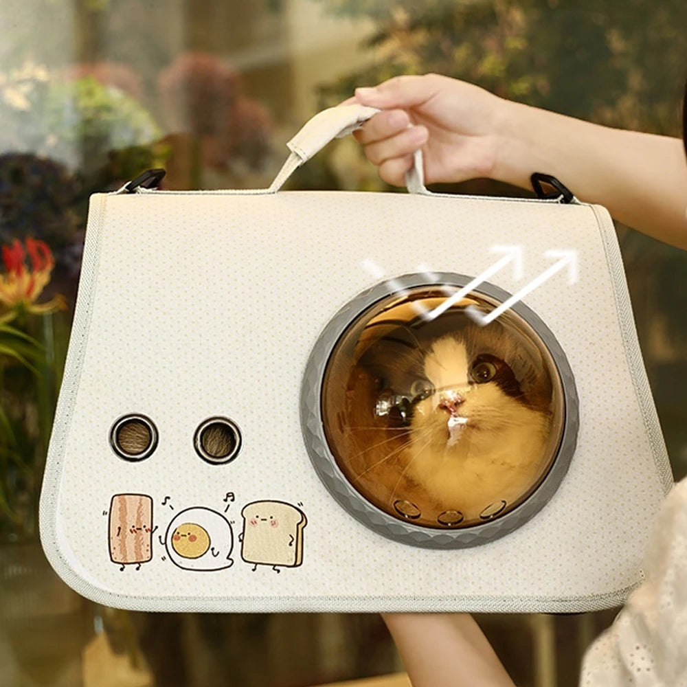 Portable Pet Carrier Bag – Transparent Window Backpack for Cats & Small Dogs