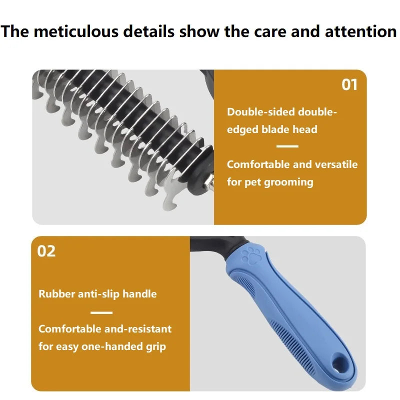 Pet Deshedding Brush – Dog & Cat Grooming Comb for Short & Long Hair