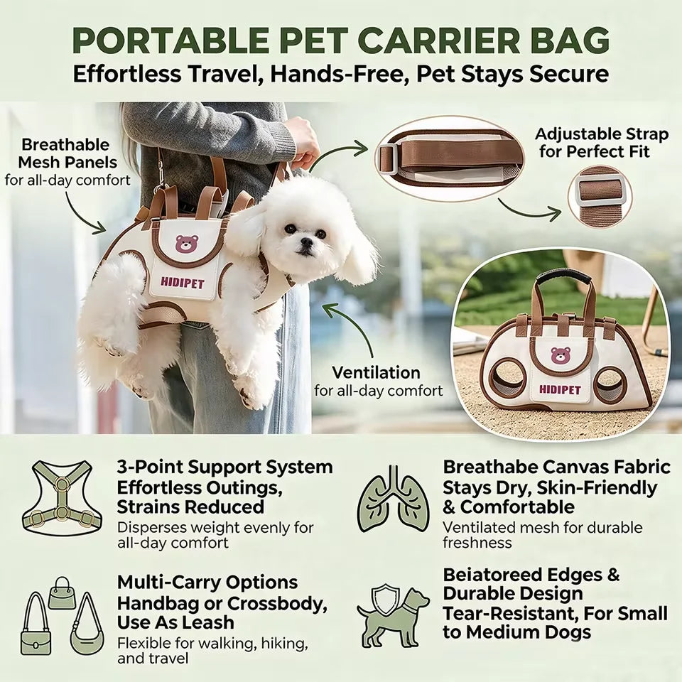 3-in-1 Breathable Pet Carrier Bag for Small Dogs & Cats