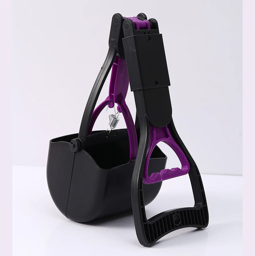 Foldable No-Bend Dog Poop Scooper – Long Handle Pet Waste Pickup Tool for Indoor & Outdoor Use