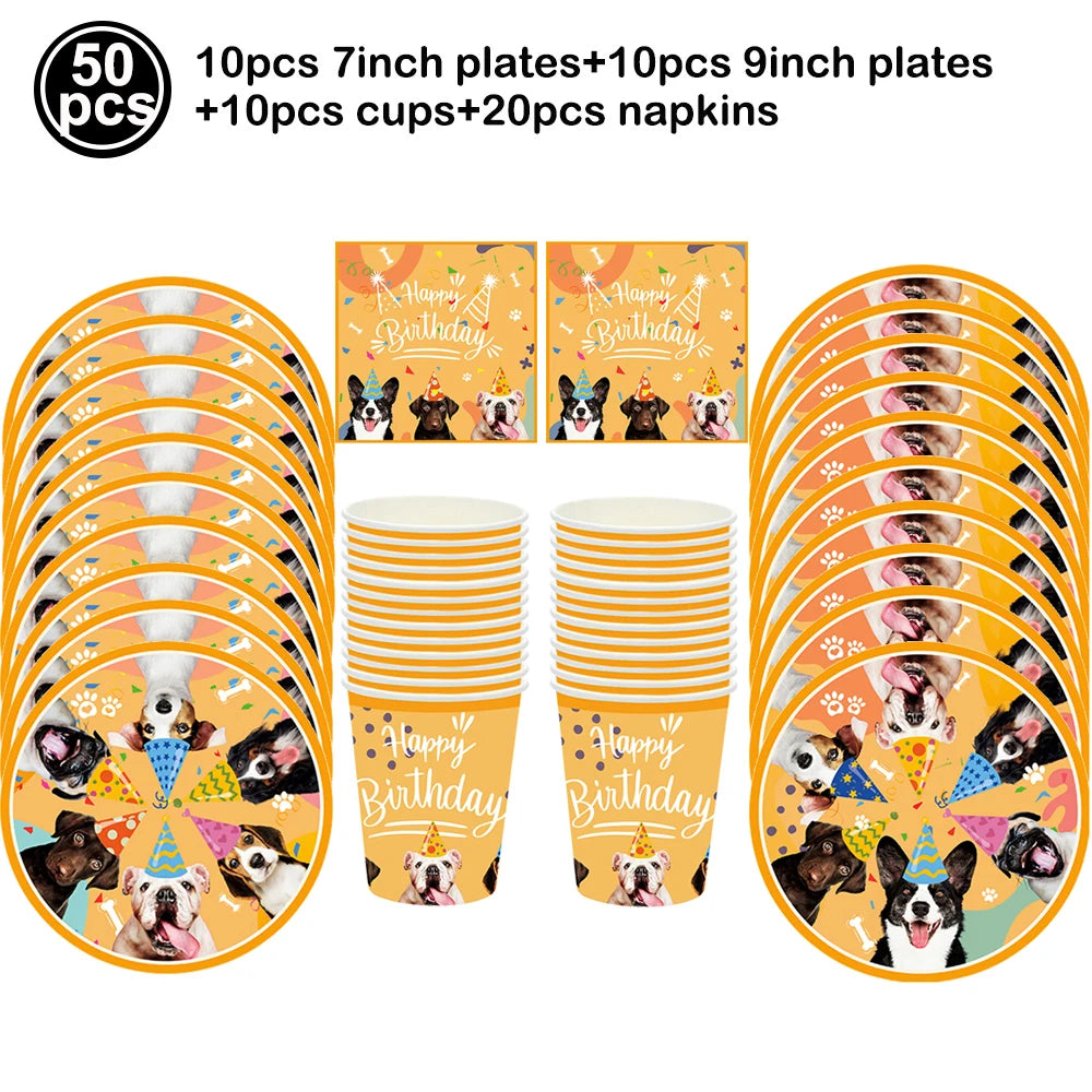 Dog Birthday Party Decoration Set – Banner, Balloons & Cake Decor for Pets