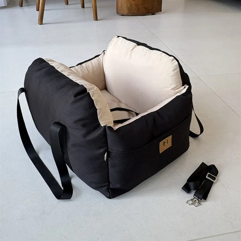 Washable Small Dog Car Seat Booster Bed | Soft Cotton Pet Carrier Nest