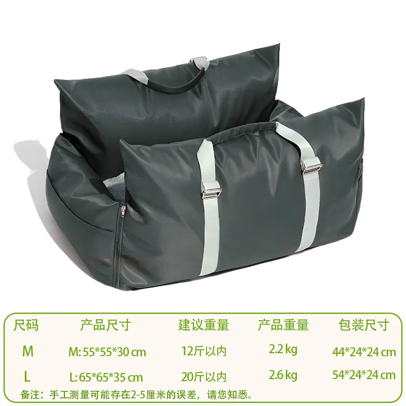Waterproof Car Pet Seat & Travel Bag | Non-Slip Dog Kennel with Removable Handbag
