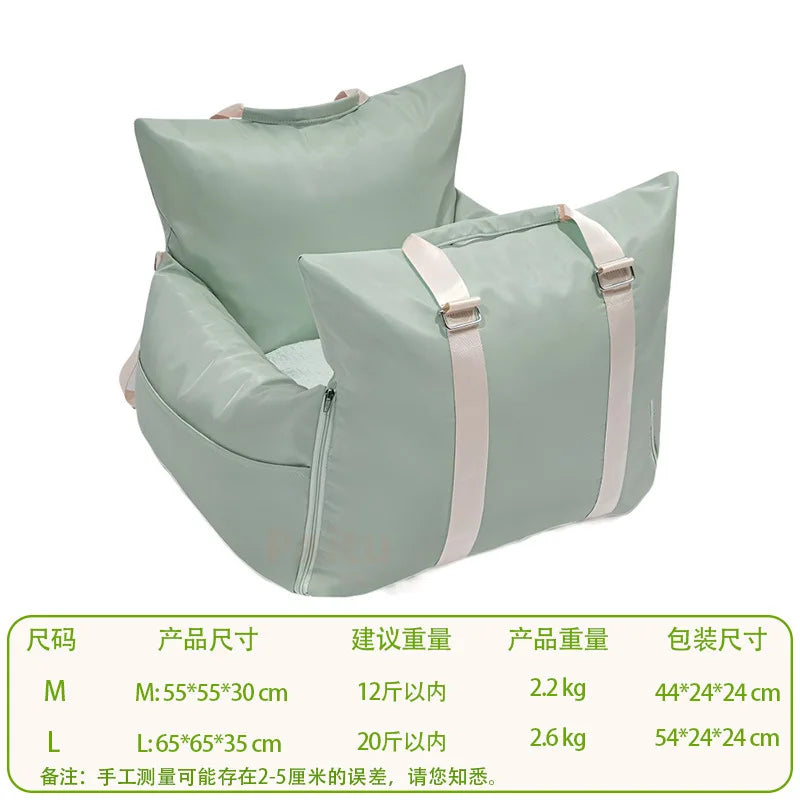 Waterproof Car Pet Seat & Travel Bag | Non-Slip Dog Kennel with Removable Handbag
