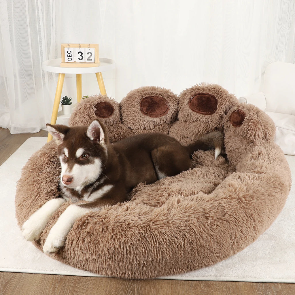 Fluffy Winter Dog Bed – Warm Bolster Sofa Kennel for Small to Large Dogs & Cats