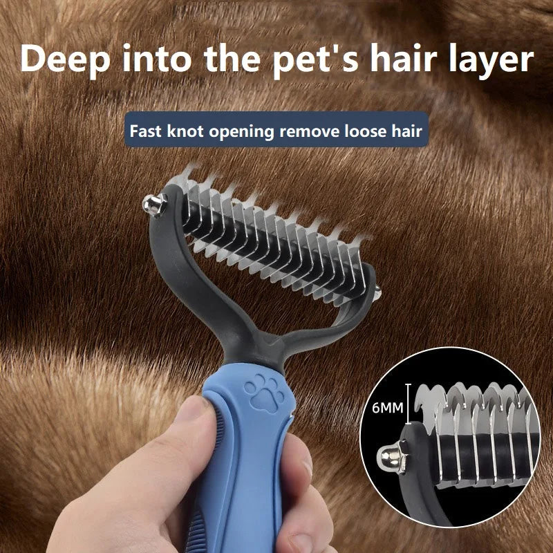 Pet Deshedding Brush – Dog & Cat Grooming Comb for Short & Long Hair