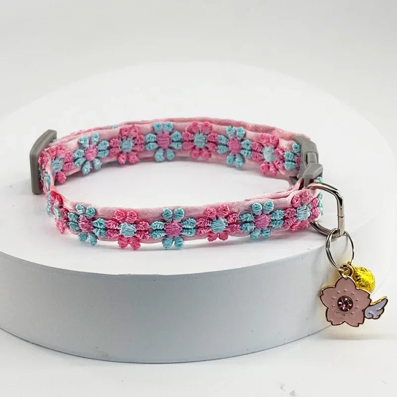 Heart Mesh Pet Bag & Sakura Collar Set