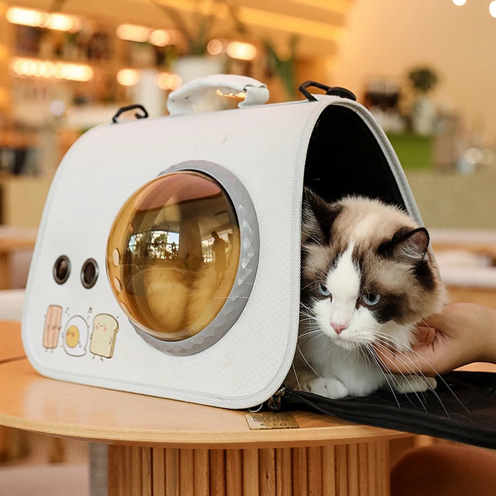 Portable Pet Carrier Bag – Transparent Window Backpack for Cats & Small Dogs