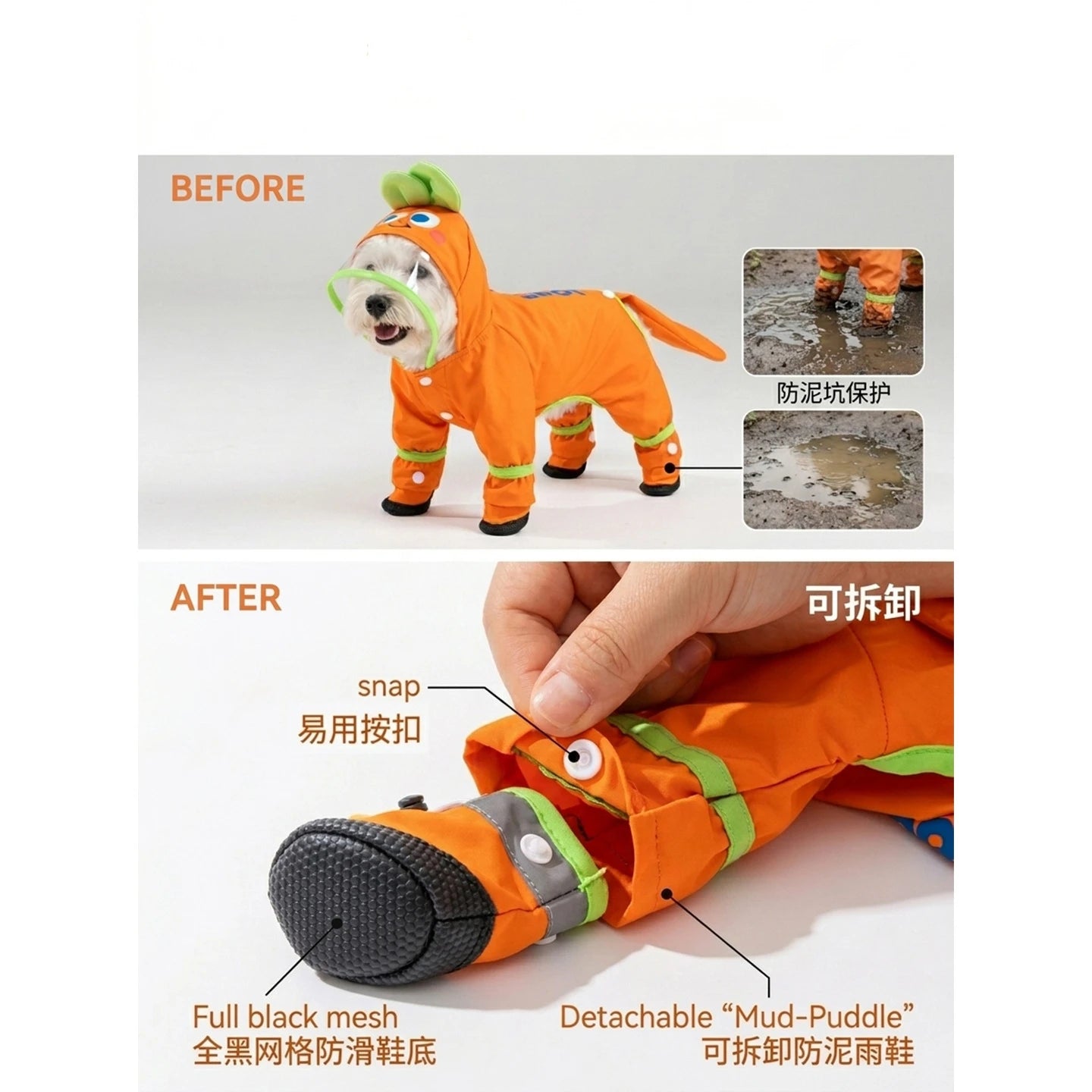 Waterproof Dog Raincoat Jumpsuit
