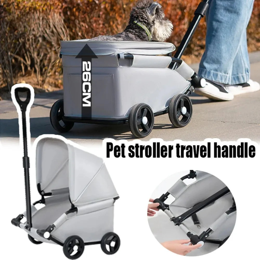 Roll & Stroll Pet Stroller – Lightweight Foldable 4-Wheel Carrier for Cats & Dogs