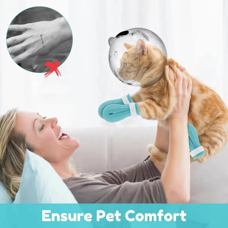 Breathable Cat Muzzle & Paw Socks Set | Anti-Bite Grooming Hood