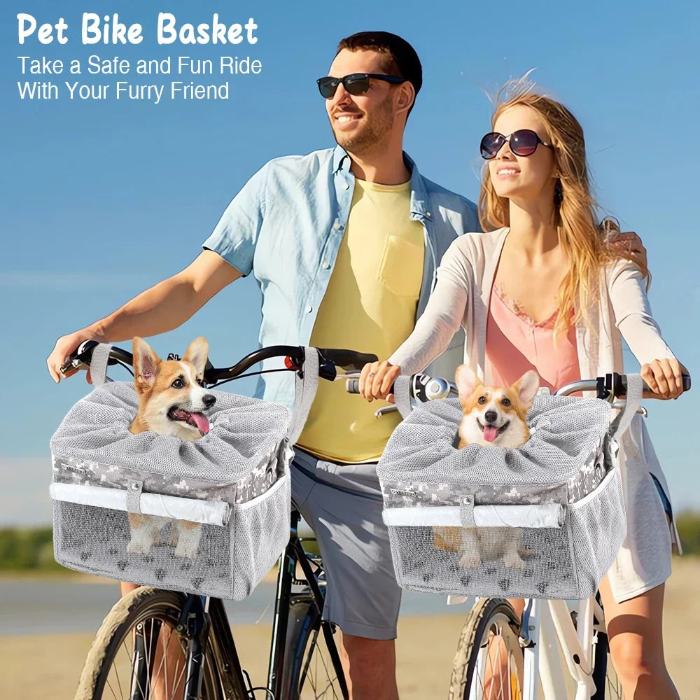 Ride & Roam Pet Bike Basket – Expandable 4-in-1 Carrier for Small Dogs & Cats