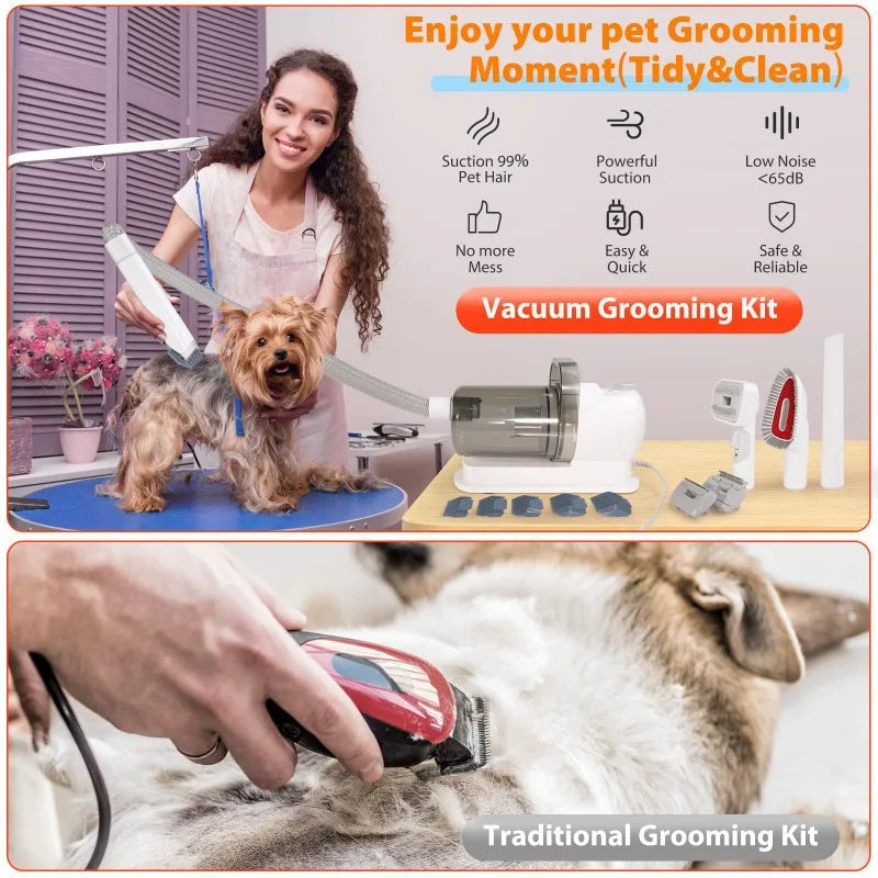 Zongyan Pet Grooming Vacuum Kit – 5-in-1 Hair Clipper for Dogs & Cats