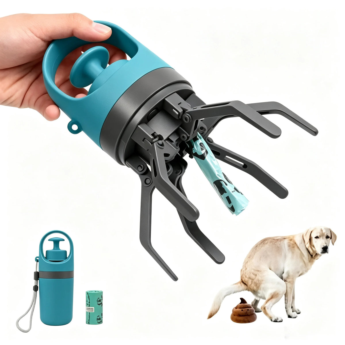 Portable Claw Pooper Scooper with Bag Dispenser