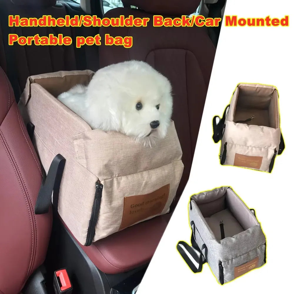Portable Pet Car Seat Carrier — Soft Waterproof Travel Bed for Small Dogs & Cats