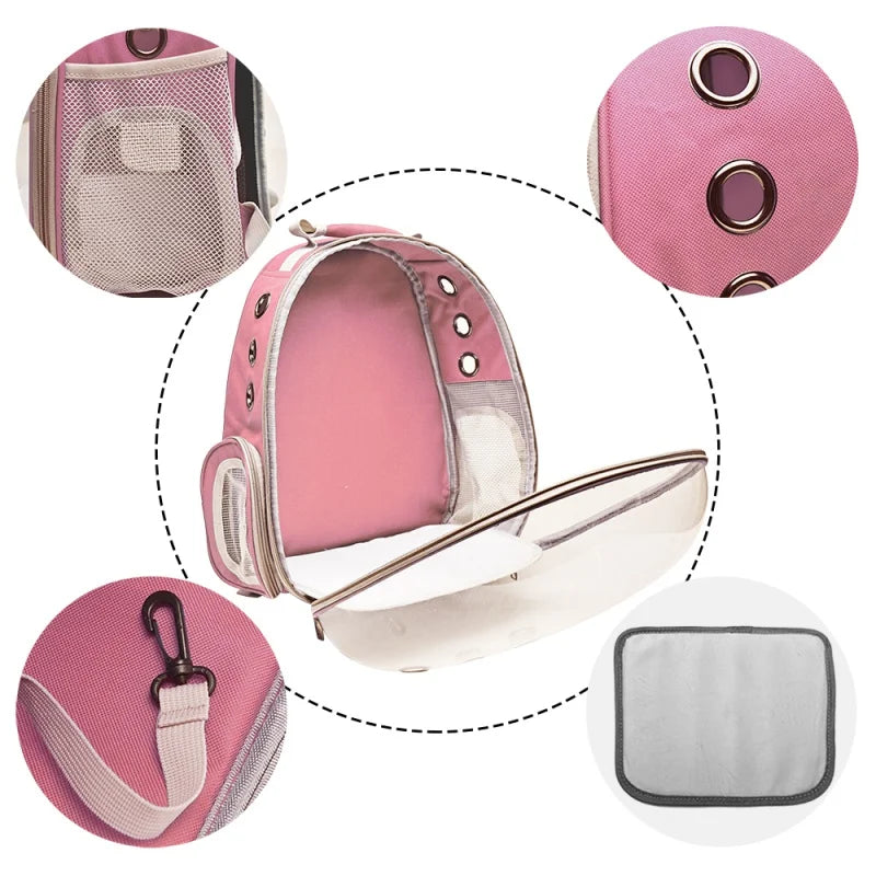 Space Capsule Pet Carrier Backpack — Transparent Breathable Travel Bag for Cats & Small Dogs