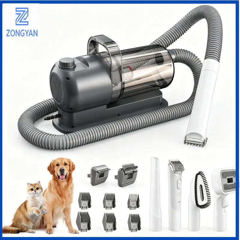 Zongyan Pet Grooming Vacuum Kit – 5-in-1 Hair Clipper for Dogs & Cats