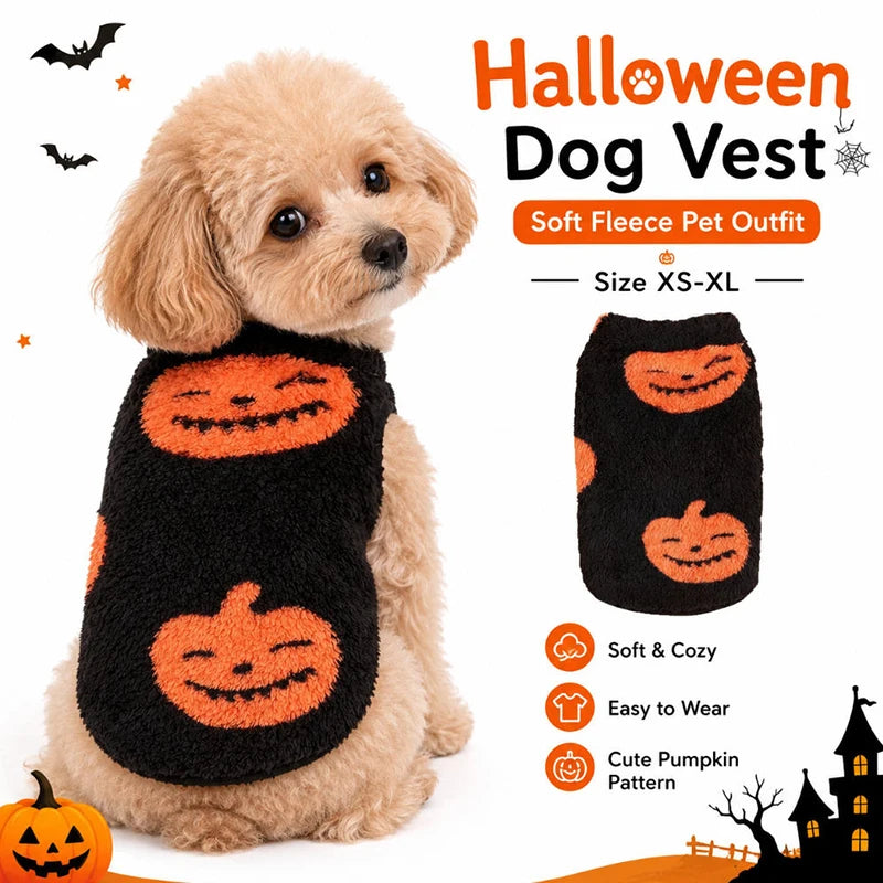 Halloween Fleece Pumpkin Vest for Dogs & Cats