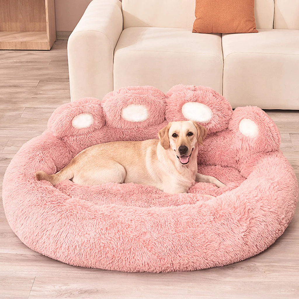 Fluffy Winter Dog Bed – Warm Bolster Sofa Kennel for Small to Large Dogs & Cats