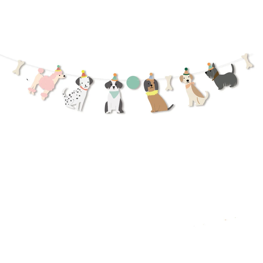 Dog Birthday Party Decoration Set – Banner, Balloons & Cake Decor for Pets
