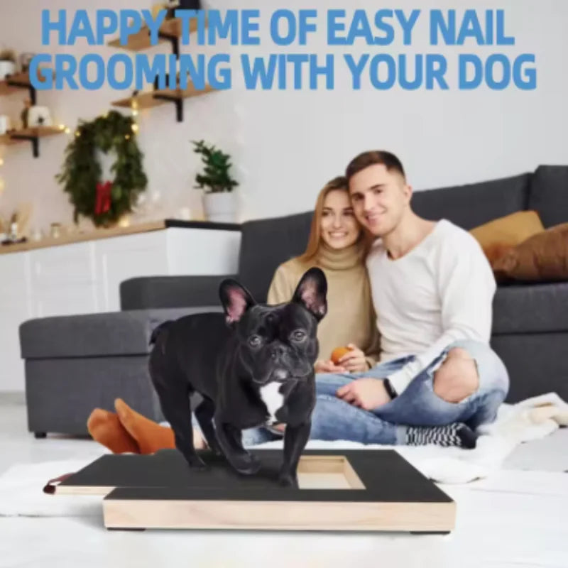 Wooden Dog Scratching Board with Treat Box & Nail Trim Pad – Interactive Paw Care Toy