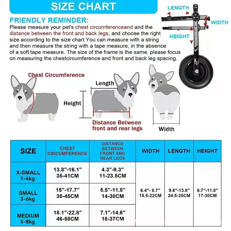 Adjustable Dog Wheelchair for Back Legs