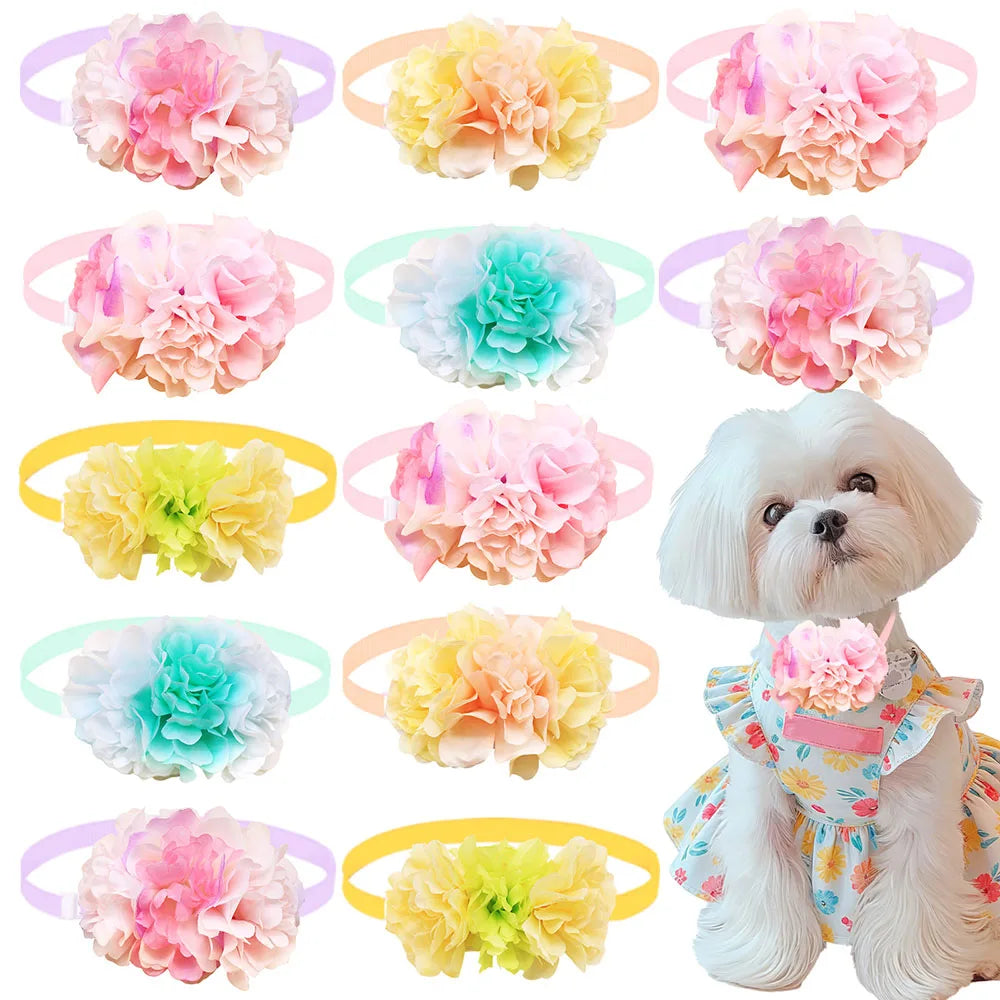 Dog & Cat Bow Ties | 30-Pack Spring Flower Style | Small Pets Wedding & Party Accessories