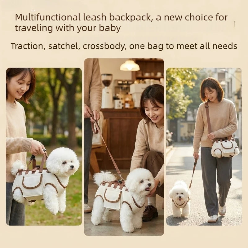 6-in-1 Dog Carrier Backpack — Breathable Canvas Pet Travel Bag for Small & Medium Dogs