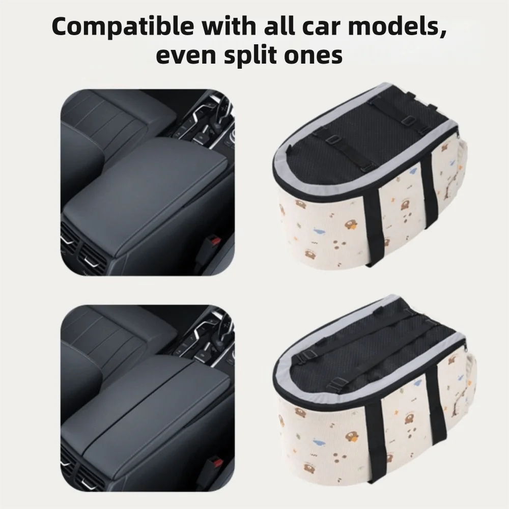 Cartoon Dog Car Seat with Safety Leash | Soft Corduroy Pet Booster Seat for Small Dogs