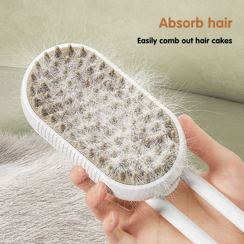 3-in-1 Electric Steam Pet Brush | Spray, Massage & Grooming Comb for Cats & Dogs