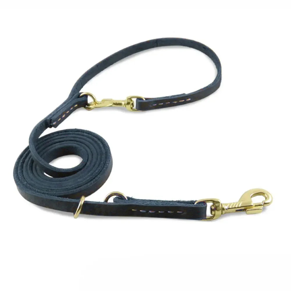 Genuine Leather Hands-Free Dog Leash – 7-in-1 Multi-Function Crossbody Lead