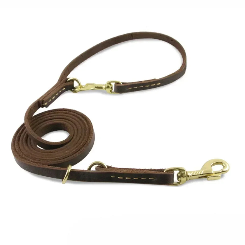 Genuine Leather Hands-Free Dog Leash – 7-in-1 Multi-Function Crossbody Lead
