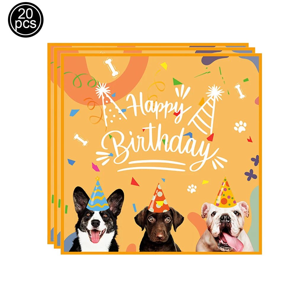 Dog Birthday Party Decoration Set – Banner, Balloons & Cake Decor for Pets
