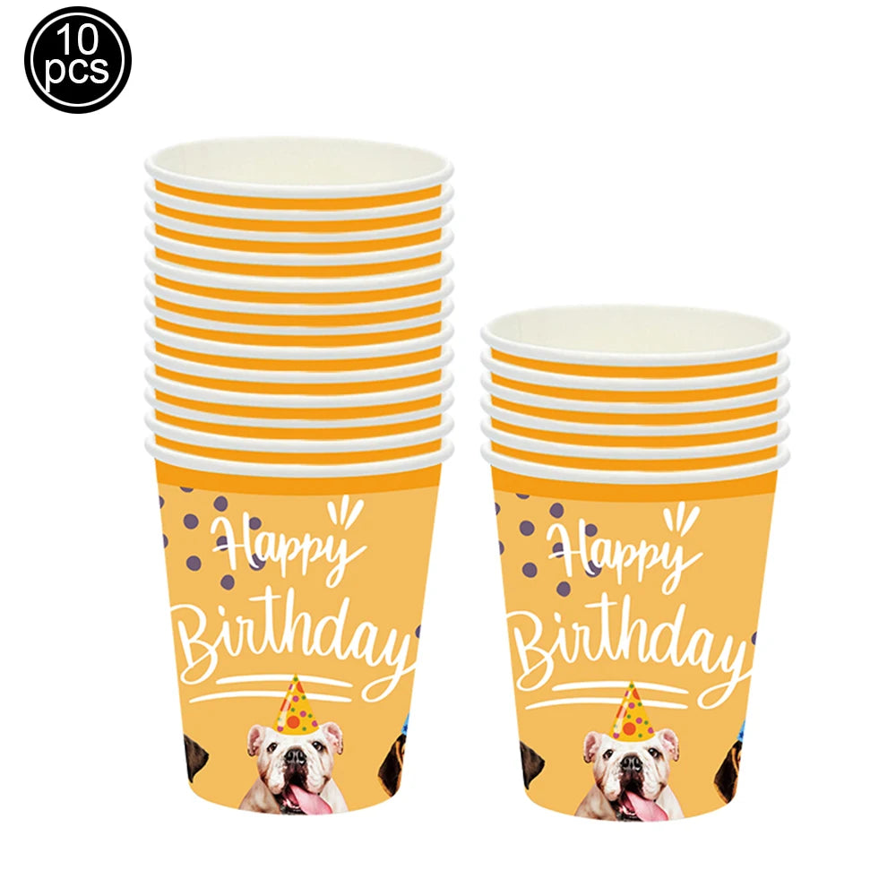 Dog Birthday Party Decoration Set – Banner, Balloons & Cake Decor for Pets