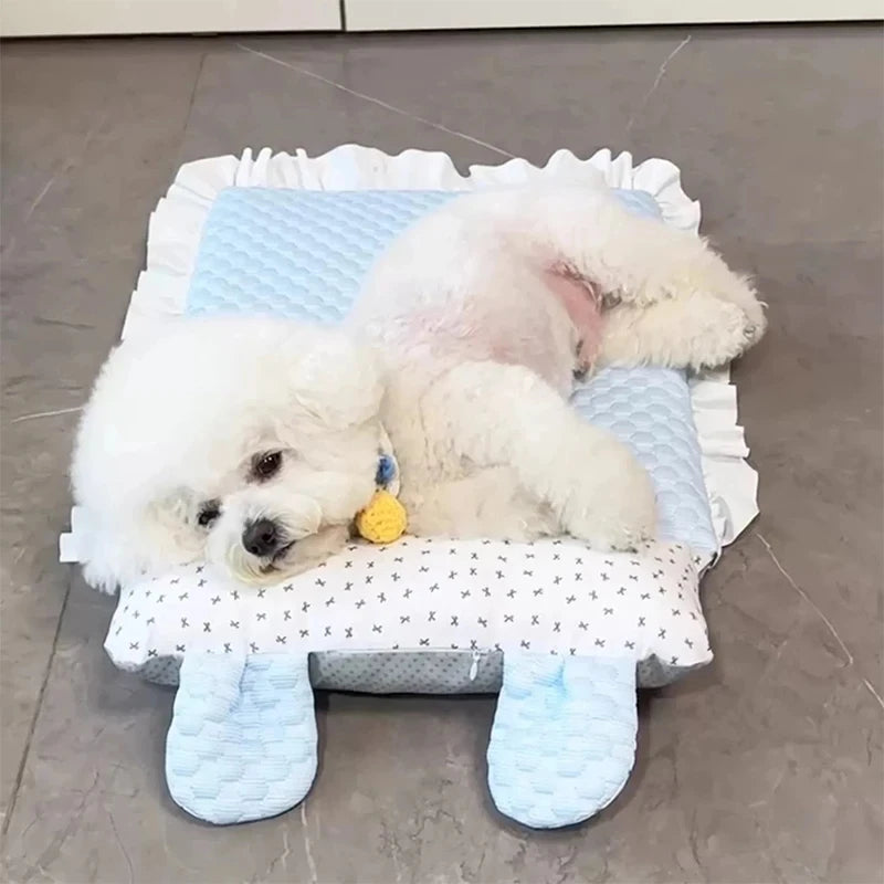 Ice Silk Cooling Pet Bed Mat with Ear Pillow