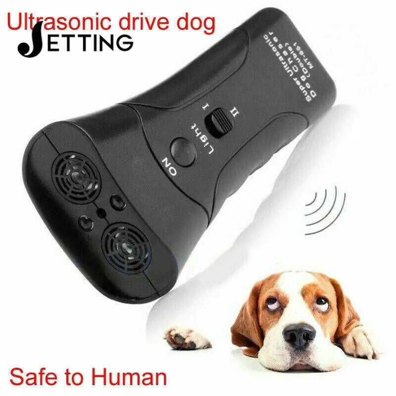 Ultrasonic Dog Repeller & Training Device with Flashlight – 125dB, Portable