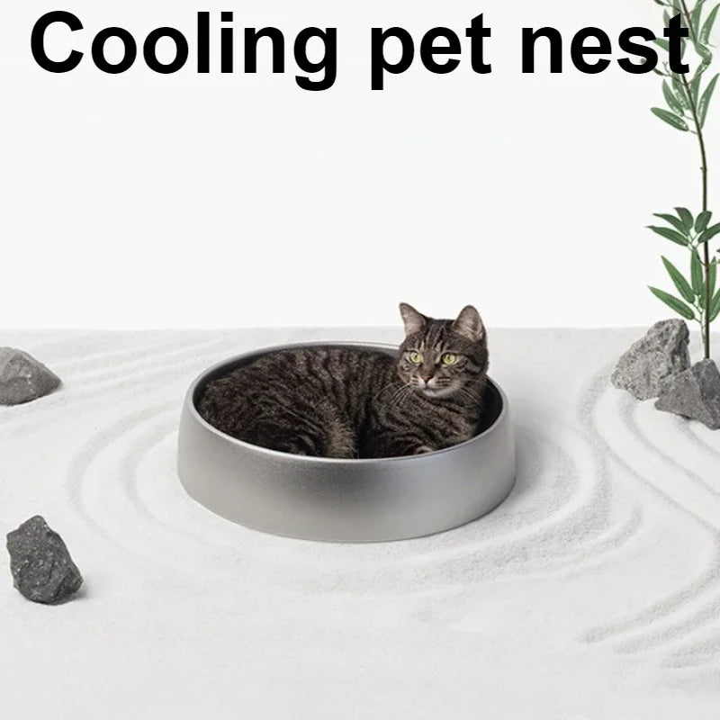 OIMG Aluminum Cooling Cat Bed – Waterproof Bowl Nest