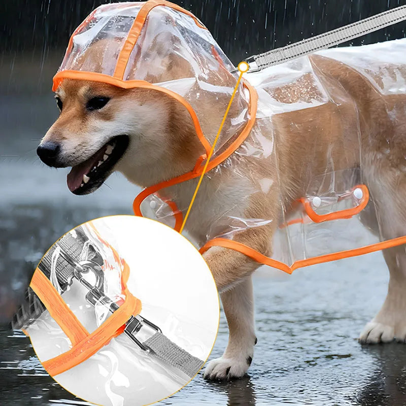 Transparent Dog Raincoat | Waterproof & Windproof Pet Rain Jacket (S-XL)