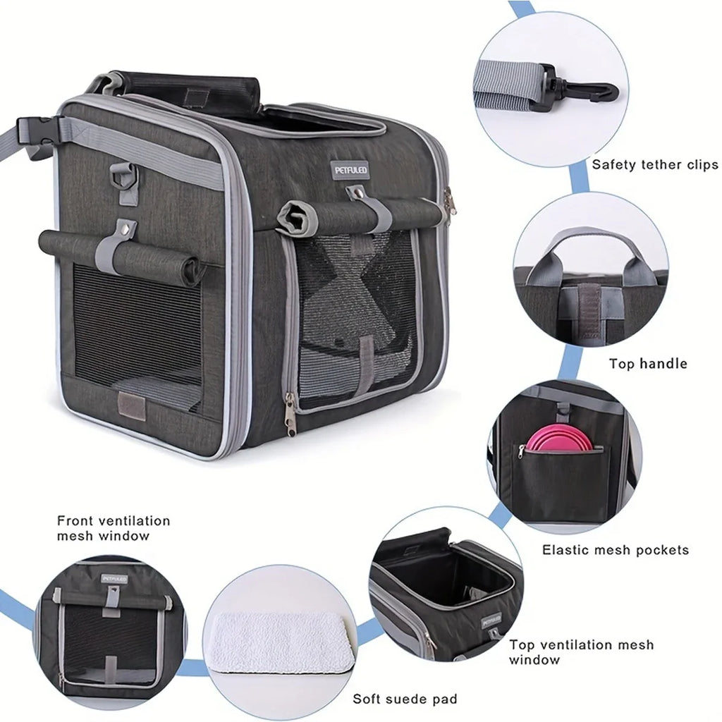 Ride & Roam Pet Bike Basket – Expandable 4-in-1 Carrier for Small Dogs & Cats