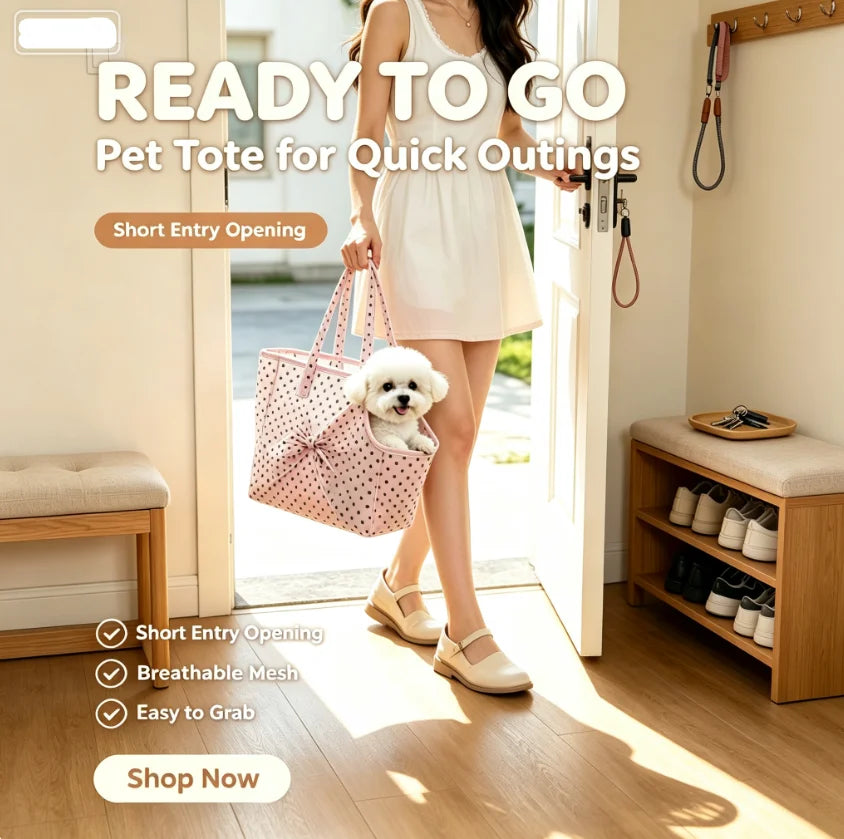 Heart Mesh Pet Bag & Sakura Collar Set