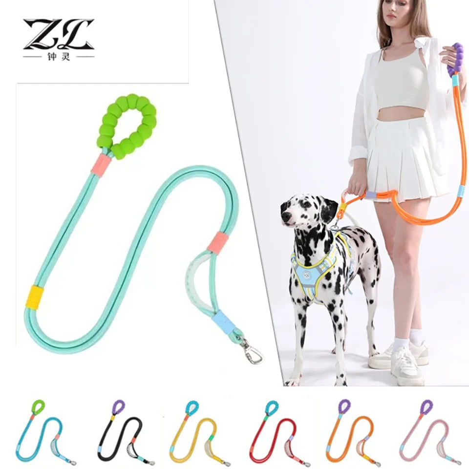 No-Pull Dual-Mode Dog Leash with Shock Absorber