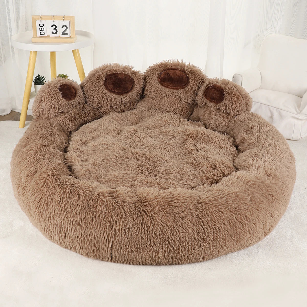 Fluffy Winter Dog Bed – Warm Bolster Sofa Kennel for Small to Large Dogs & Cats