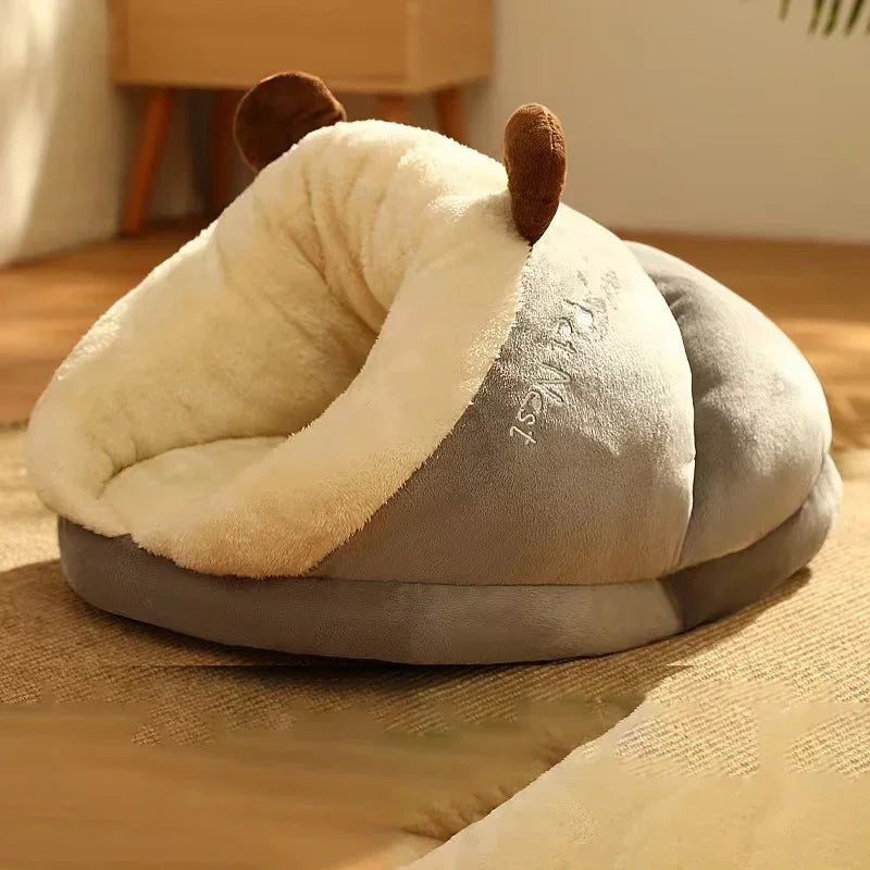 Soft Plush Pet Bed Sofa with Removable Cover – Warm Cozy Sleeping Nest for Dogs & Cats