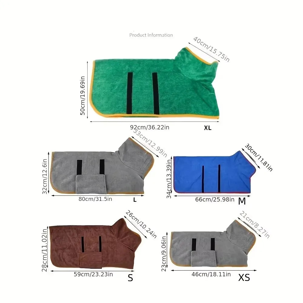 Dog Bathrobe & Quick-Dry Pet Bath Towel – Absorbent Wrap for Dogs & Cats