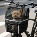 Pet Bicycle Handlebar Basket with Mesh Window — Shock-Absorbing Bike Carrier for Small Dogs & Cats